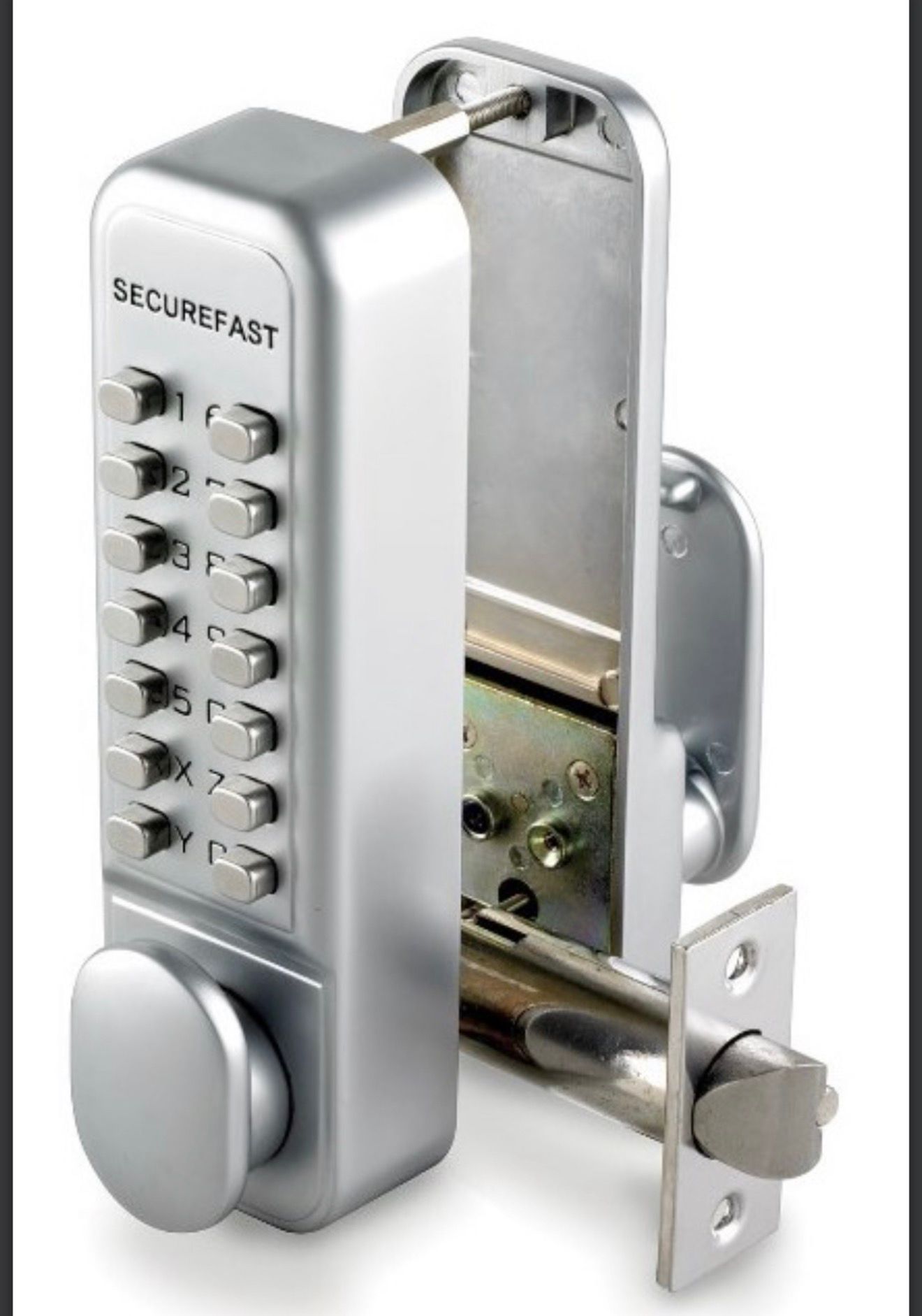 Digital keypad lock with heavy-duty bolt mechanism installed